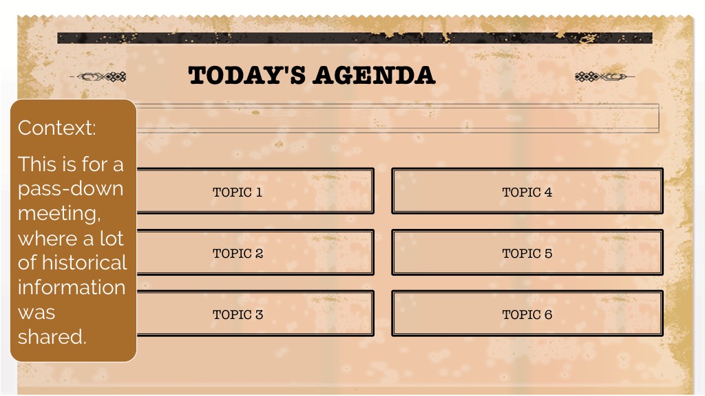 Presentation Sample 3 : Today's Agenda